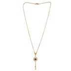 Gold-Tone Sunflower Pendant Necklace with Black & White CZ Stones - BeMine