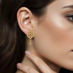 Hexa Blossom Gold Drop Earrings - BeMine