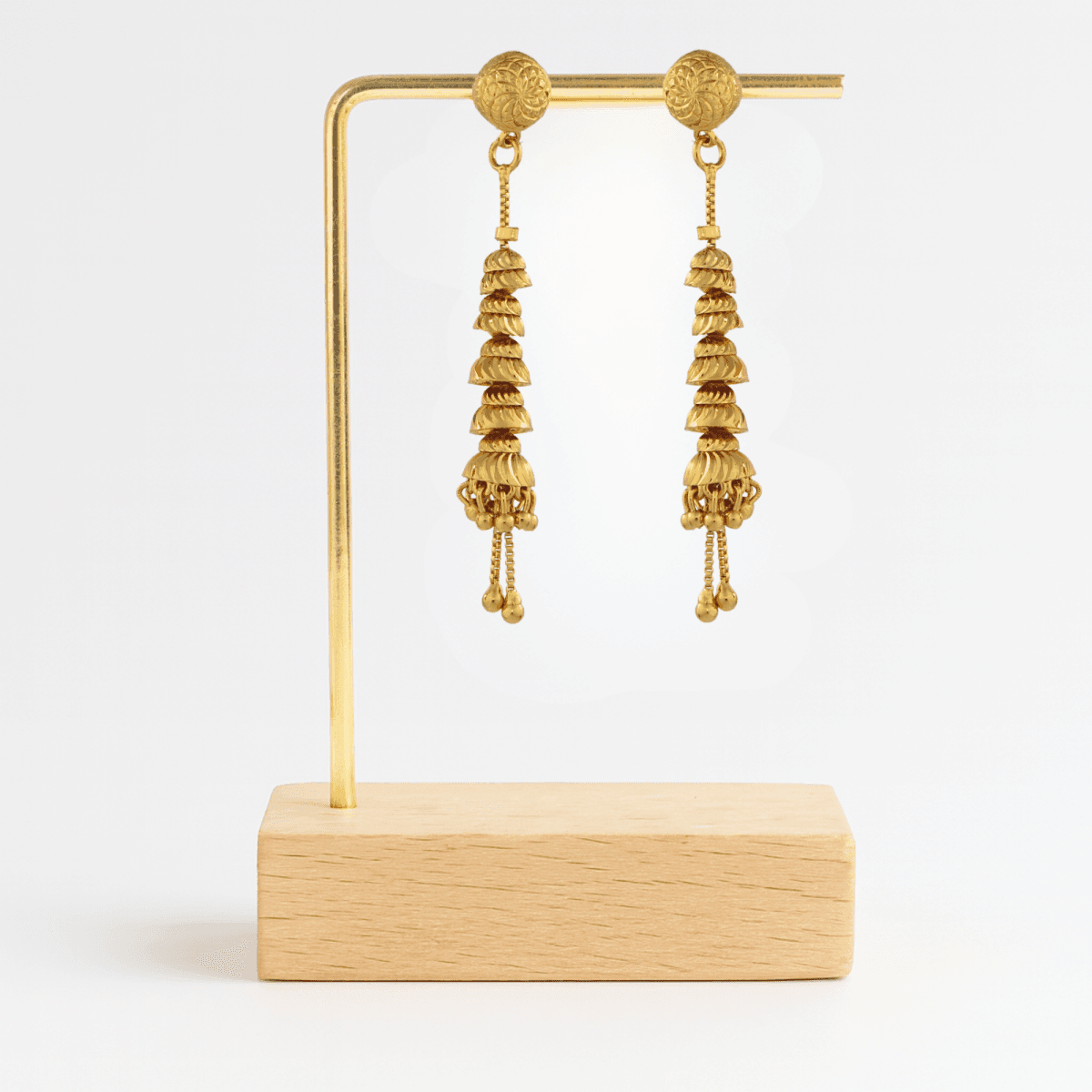 Layered Cascade Gold Jhumka Earrings - BeMine