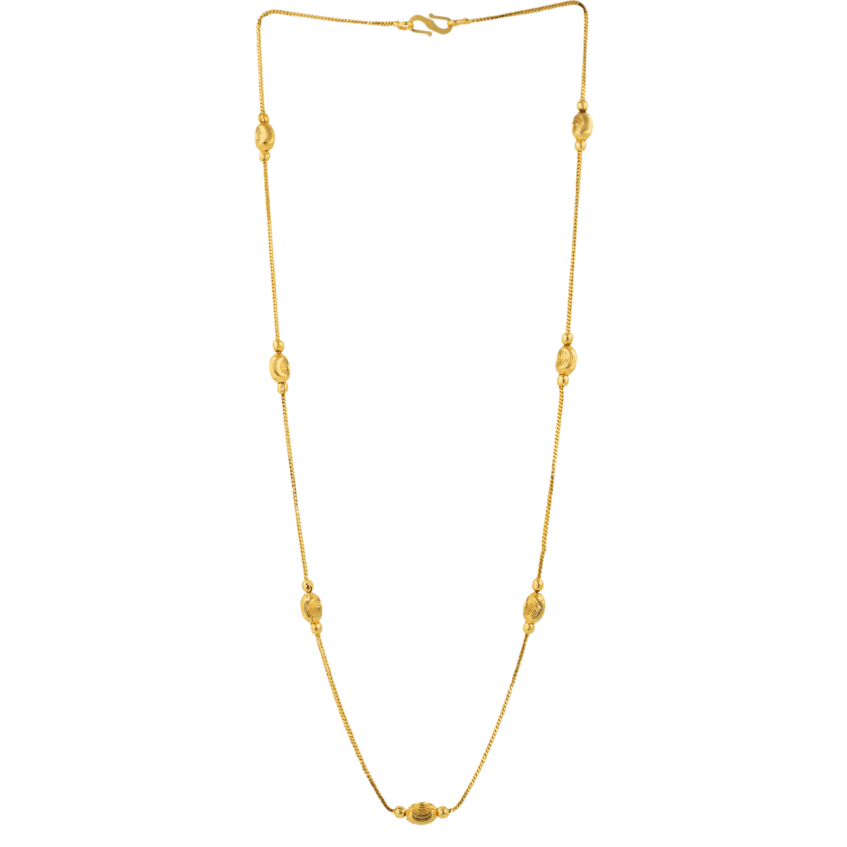 Long Gold-Plated Chain with Oval Motif Beads - BeMine