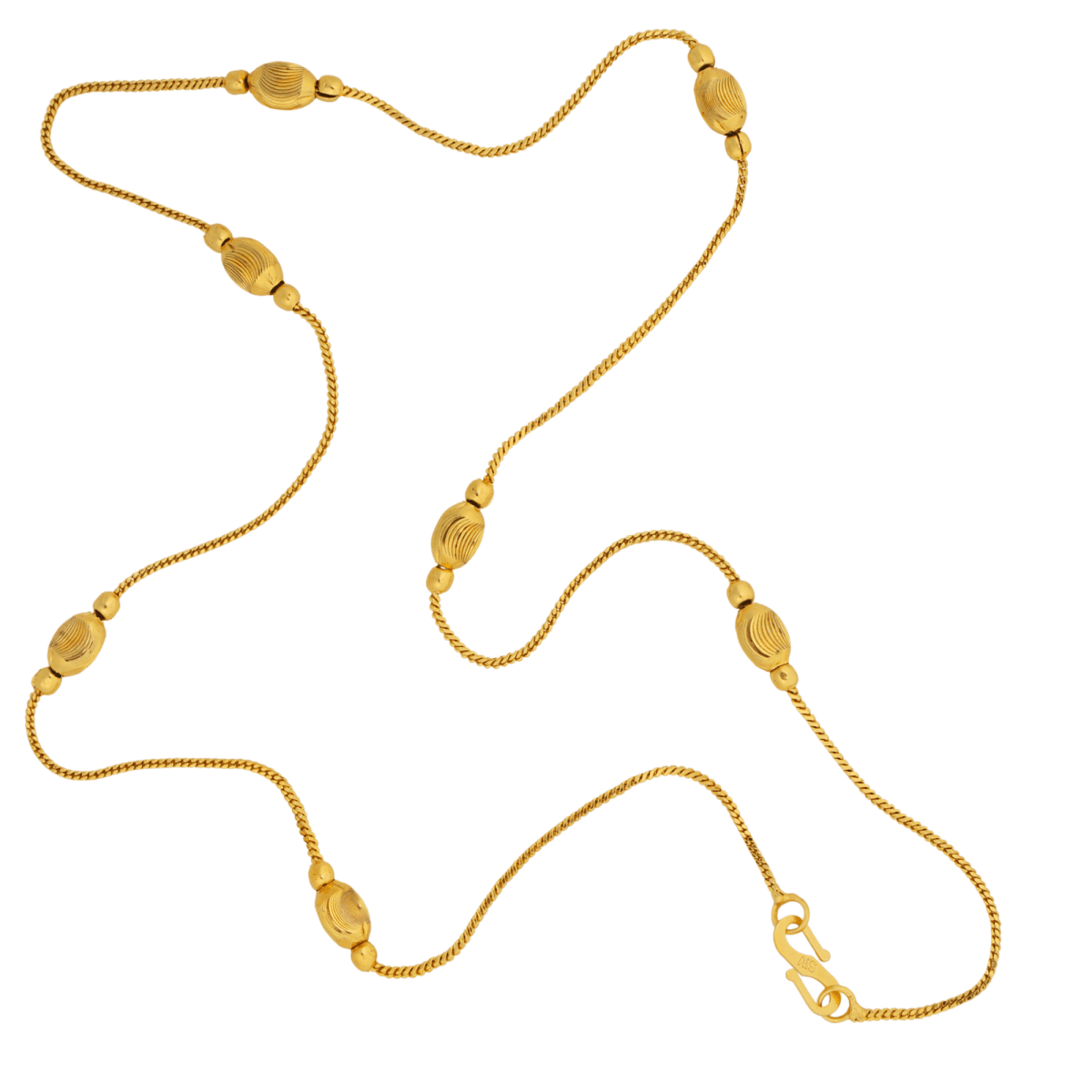 Long Gold-Plated Chain with Oval Motif Beads - BeMine