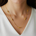 Long Gold-Plated Chain with Oval Motif Beads - BeMine
