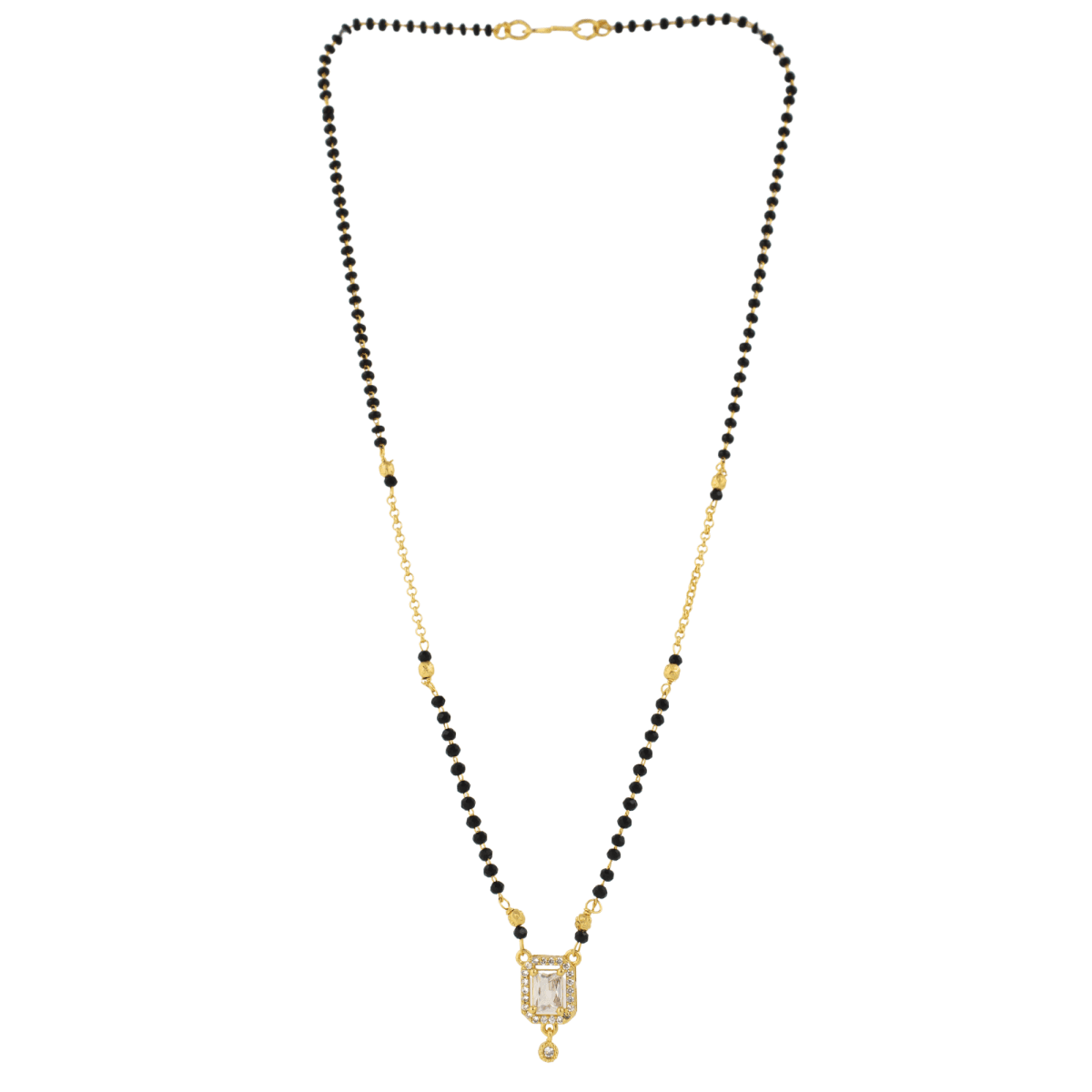 Modern Emerald-Cut CZ Mangalsutra with Gold-Plated Pendant - BeMine