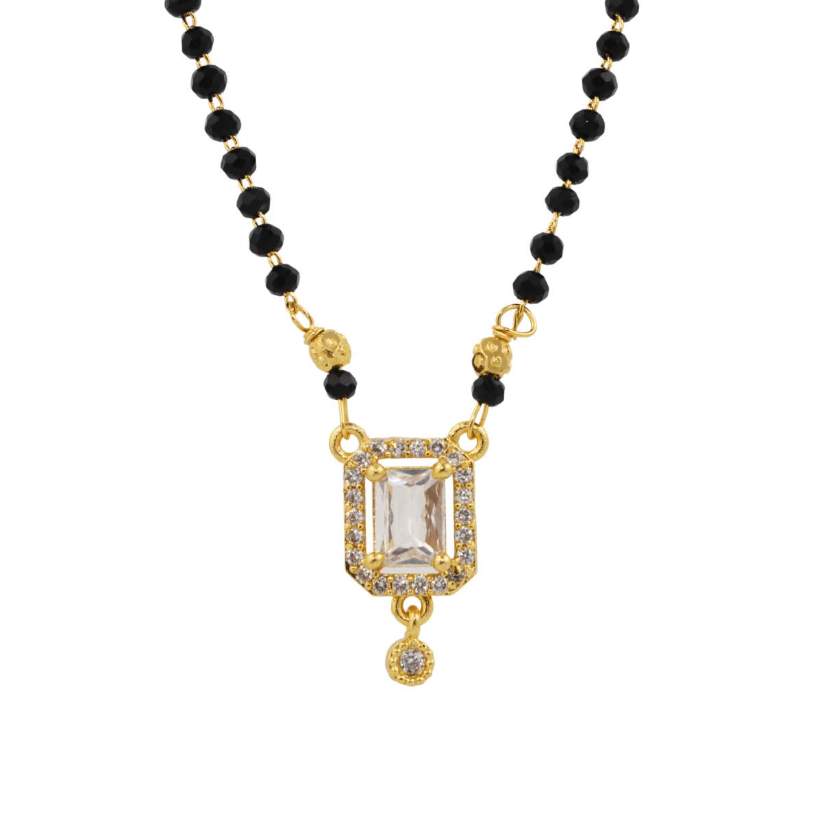 Modern Emerald-Cut CZ Mangalsutra with Gold-Plated Pendant - BeMine