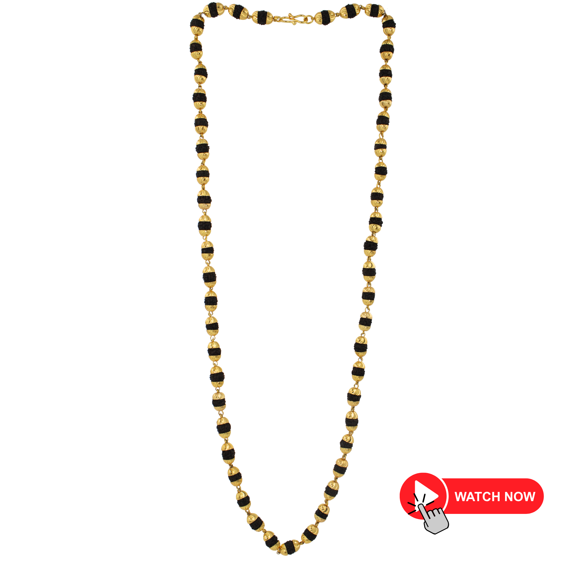 Gold-Plated Rudraksha Mala for Men | Traditional Black & Gold Beaded Necklace