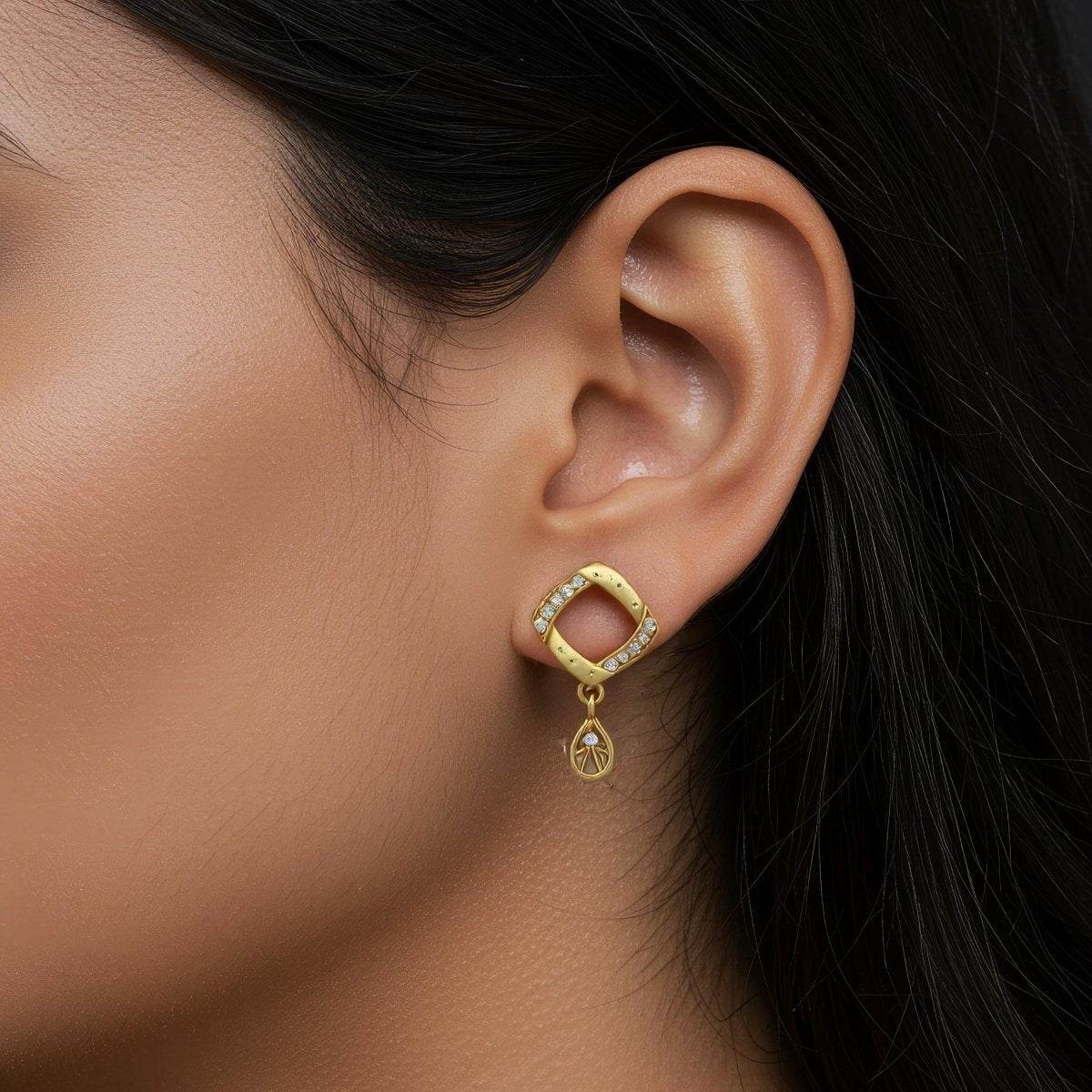 Radiant Diamond-Cut Gold Plated Designer Earrings - BeMine