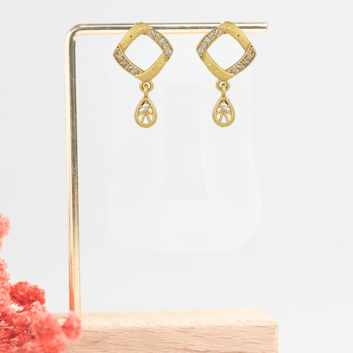 Radiant Diamond-Cut Gold Plated Designer Earrings - BeMine