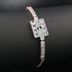 Rose Gold Adjustable Mint Green & Crystal Bracelet for Women - BeMine