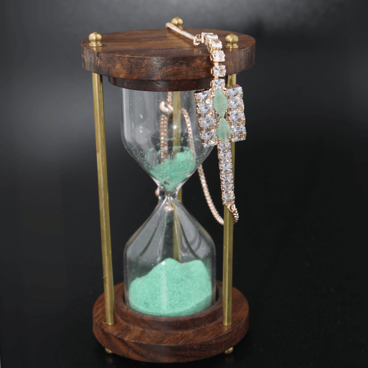 Rose Gold Adjustable Mint Green & Crystal Bracelet for Women - BeMine