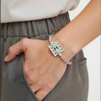 Rose Gold Adjustable Mint Green & Crystal Bracelet for Women - BeMine