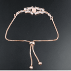 Rose Gold Adjustable Pink Center Crystal Bracelet for Women - BeMine