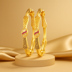 Royal Ruby Gold-Plated Bangles for Women – Elegant Ethnic Design
