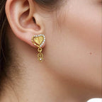 Sparkling Heart Drop Gold-Tone Earrings - BeMine