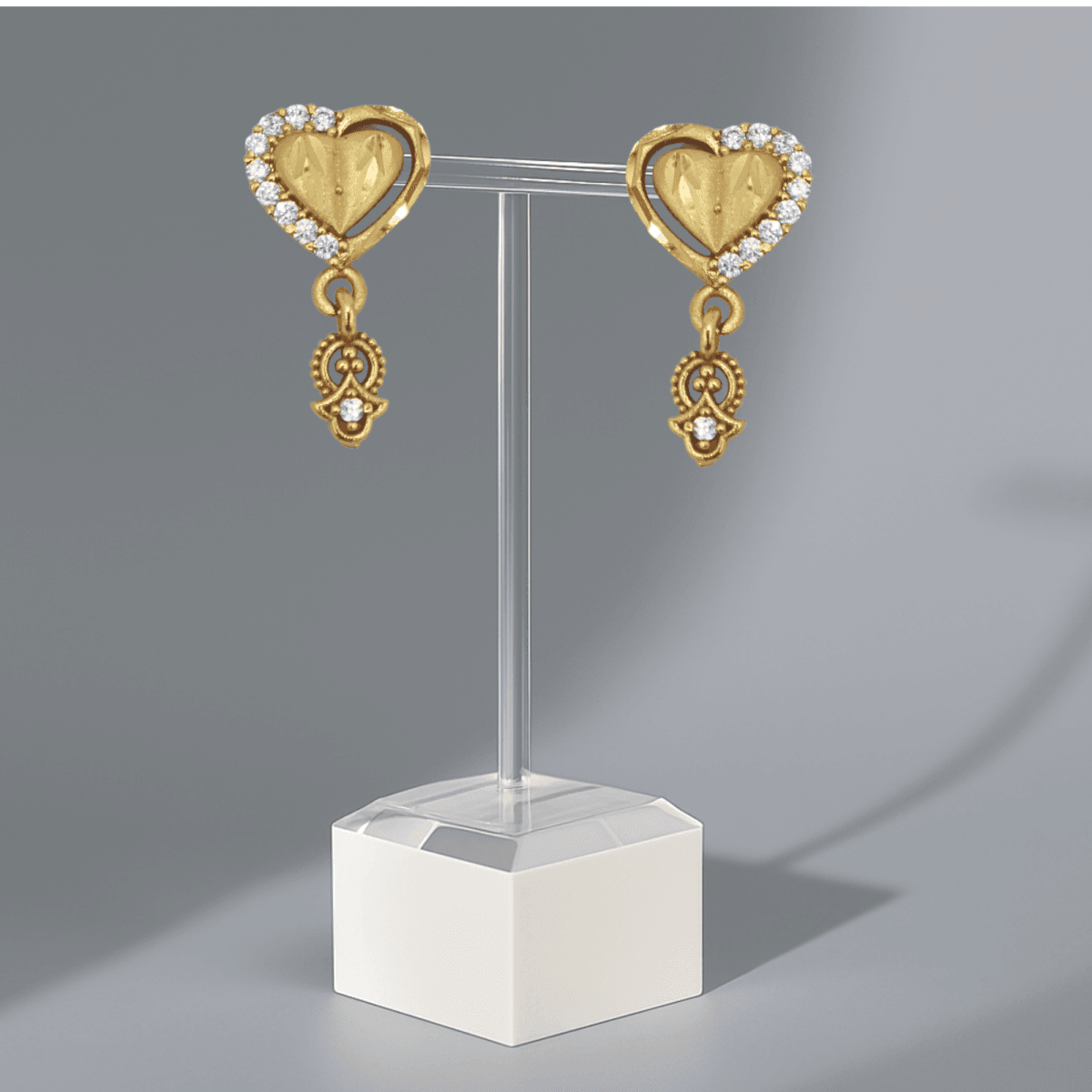 Sparkling Heart Drop Gold-Tone Earrings - BeMine
