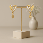 Stylish Heart-Shaped Gold Earrings with Diamond Accents - BeMine