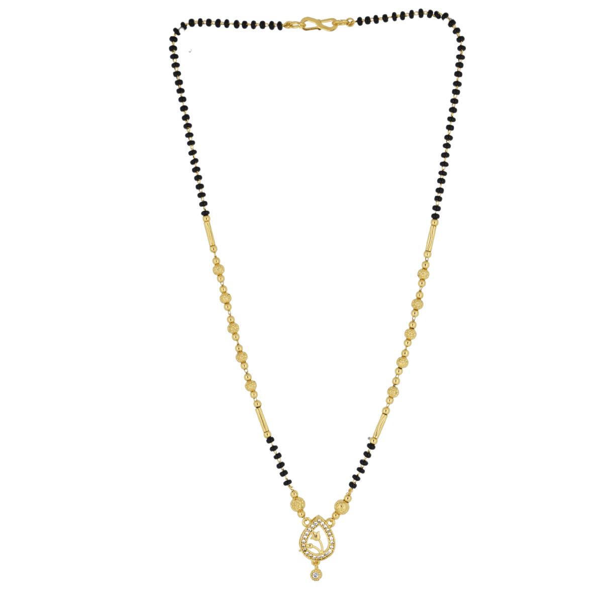 Teardrop Floral Pendant Gold-Plated Mangalsutra - BeMine