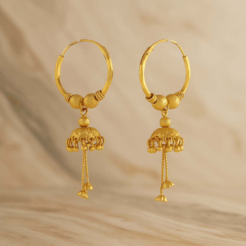 Traditional Gold-Plated Jhumka Hoop Earrings for Women - BeMine