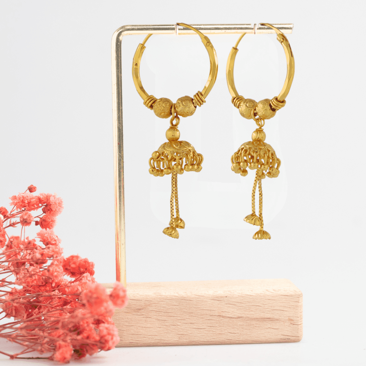 Traditional Gold-Plated Jhumka Hoop Earrings for Women - BeMine
