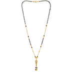Traditional Gold-Plated Long Mangalsutra with Hanging CZ Ball Pendant & Ghungroo Tassels - BeMine