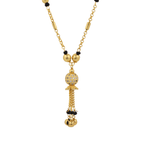 Traditional Gold-Plated Long Mangalsutra with Hanging CZ Ball Pendant & Ghungroo Tassels - BeMine