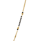 Traditional Gold-Plated Long Mangalsutra with Hanging CZ Ball Pendant & Ghungroo Tassels - BeMine