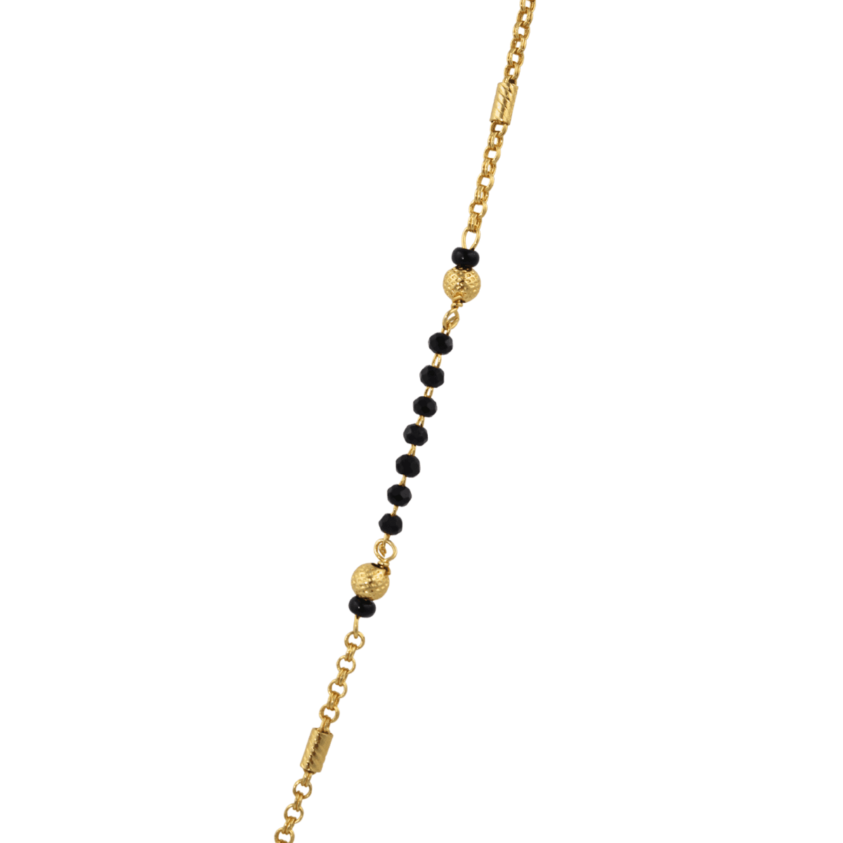Traditional Gold-Plated Long Mangalsutra with Hanging CZ Ball Pendant & Ghungroo Tassels - BeMine