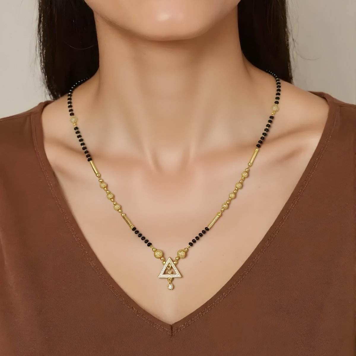 Triangle Pendant Gold-Plated Mangalsutra - BeMine
